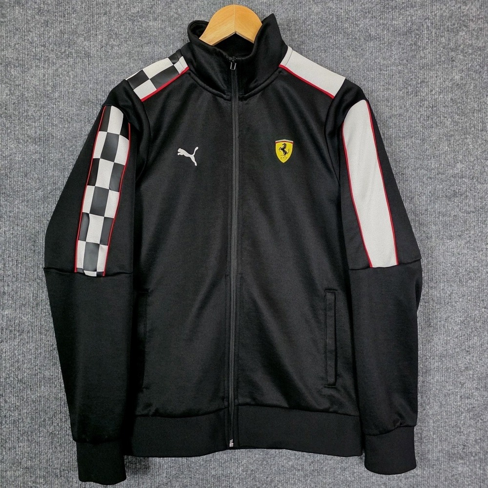 Puma Ferrari Scuderia MT7 Track Jacket‎ Mens Small Black F1 Racing Zip Checkered